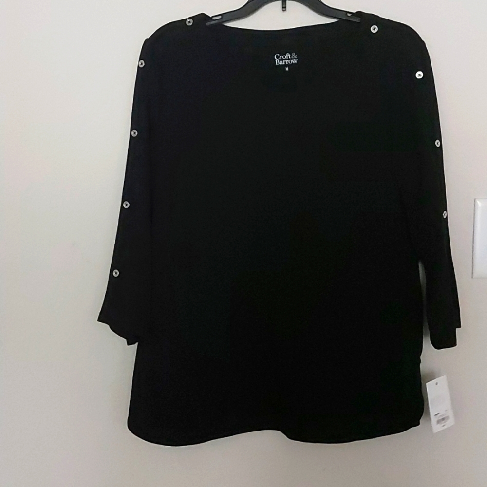 Women's black top size M 3/4 sleeves